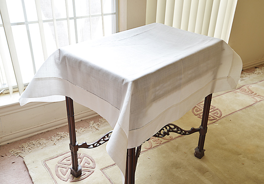 Linen Winter White square tablecloth. 36"SQ. Winter White color - Click Image to Close